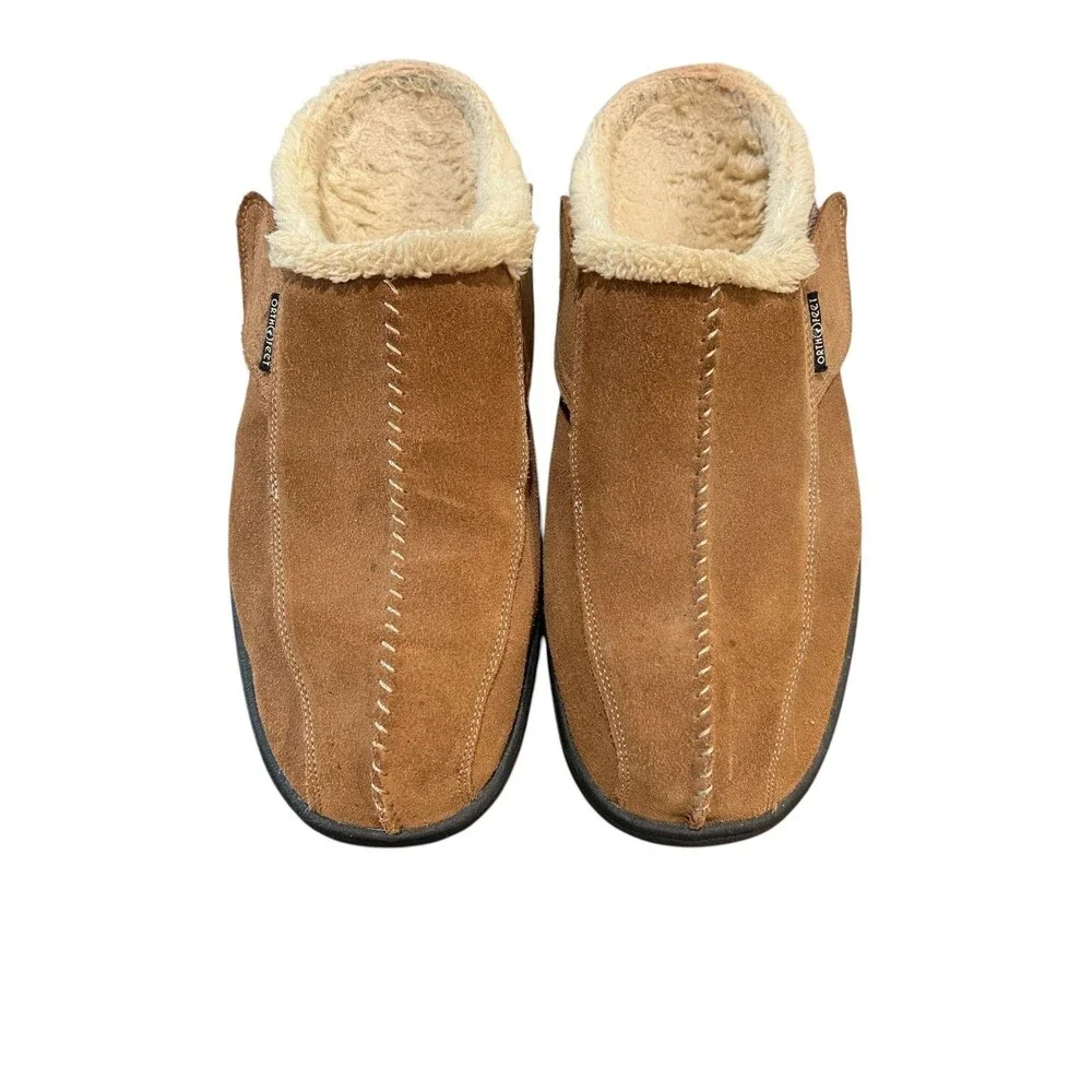 Orthofeet Men's Ashville Faux Fur Lined Mules Slippers House Shoes  11.5 W
